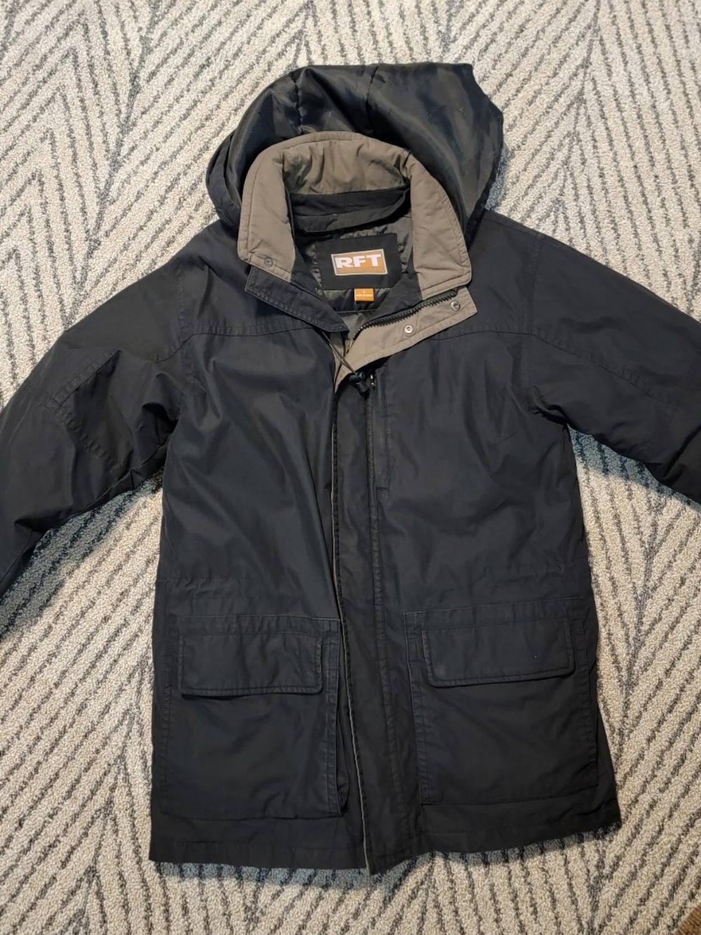 Men's Black Hooded Raincoat